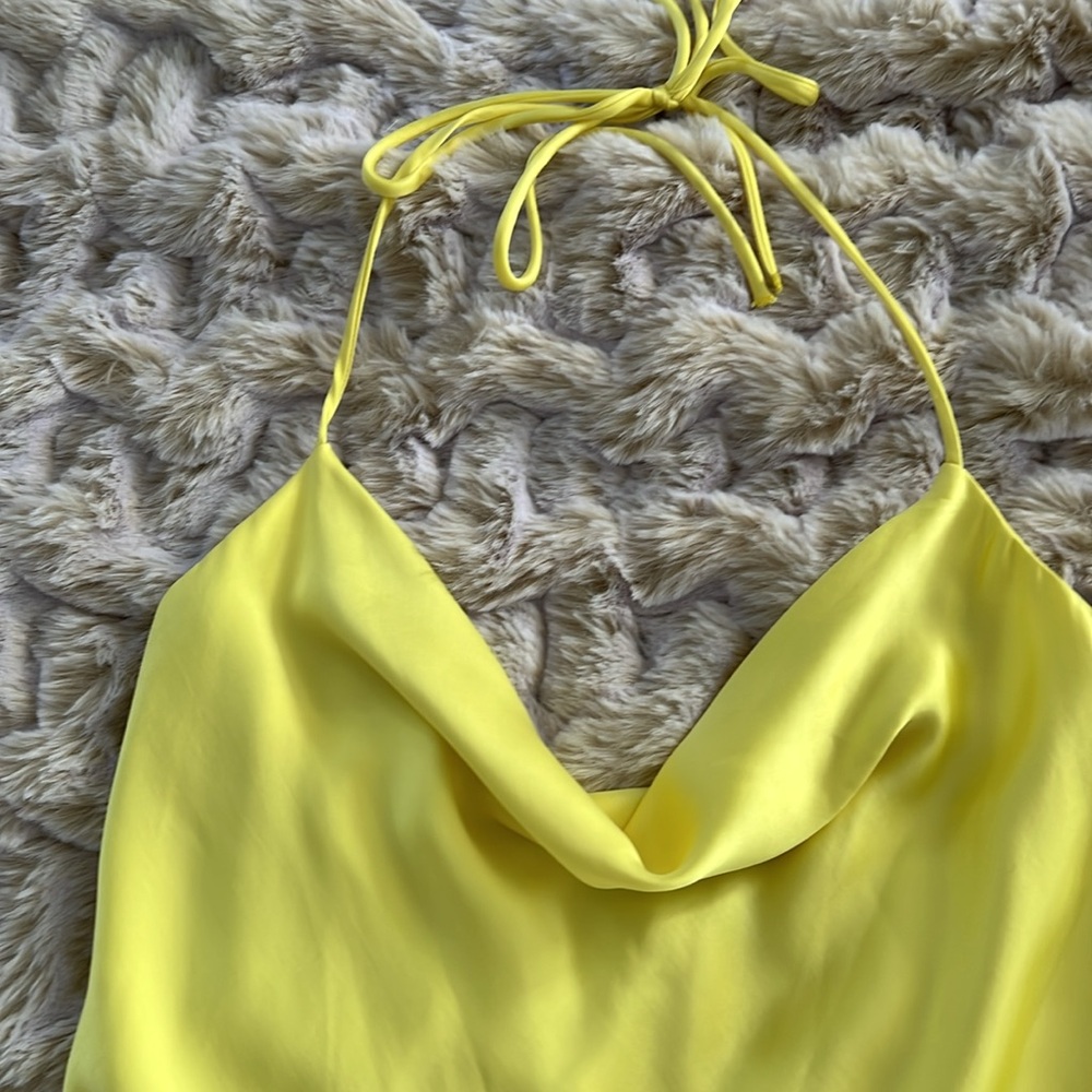 Zara Yellow Halter Slip Dress - Picture 4 of 8